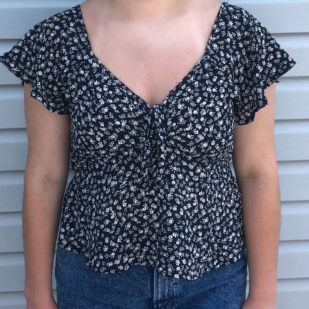 Navy Floral Top